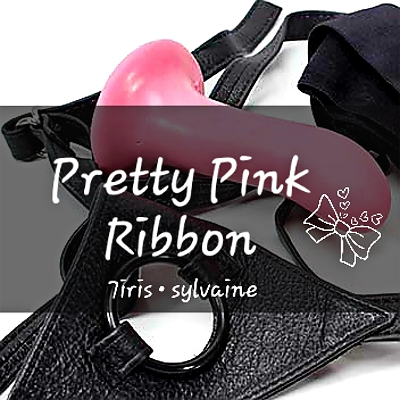 cover of pretty pink ribbon, showing a pink dildo and black leather harness.