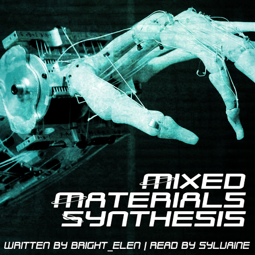 cover of mixed materials synthesis. A close-up of a vaguely skeletal robotic hand with the wrist being exposed mechanics.