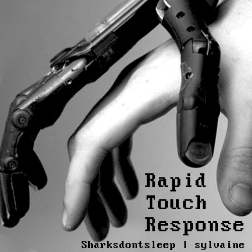 a robotic and a human hand, nearly touching.